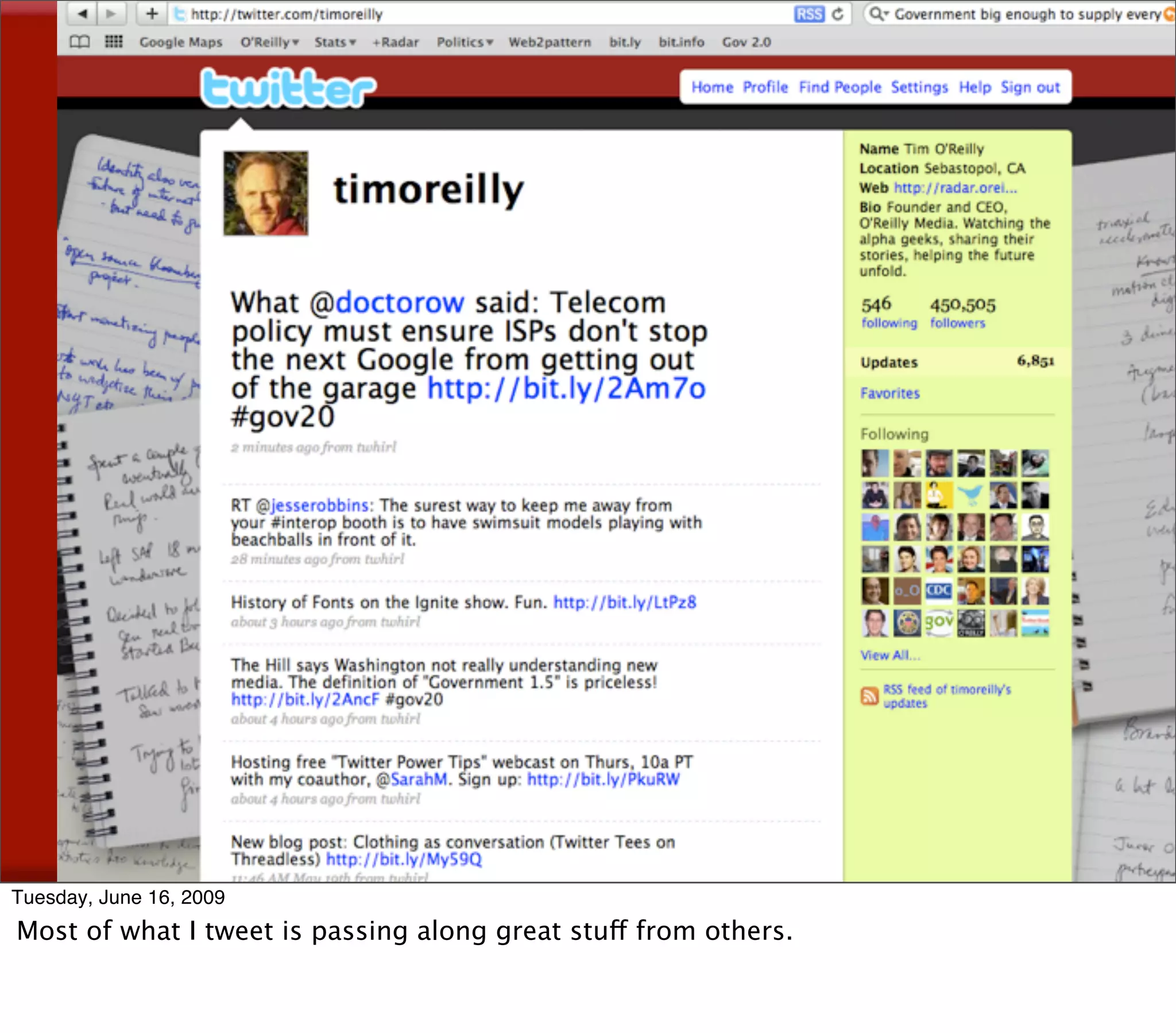 my twitter input feed




Tuesday, June 16, 2009
Most of what I tweet is passing along great stuff from others.
 