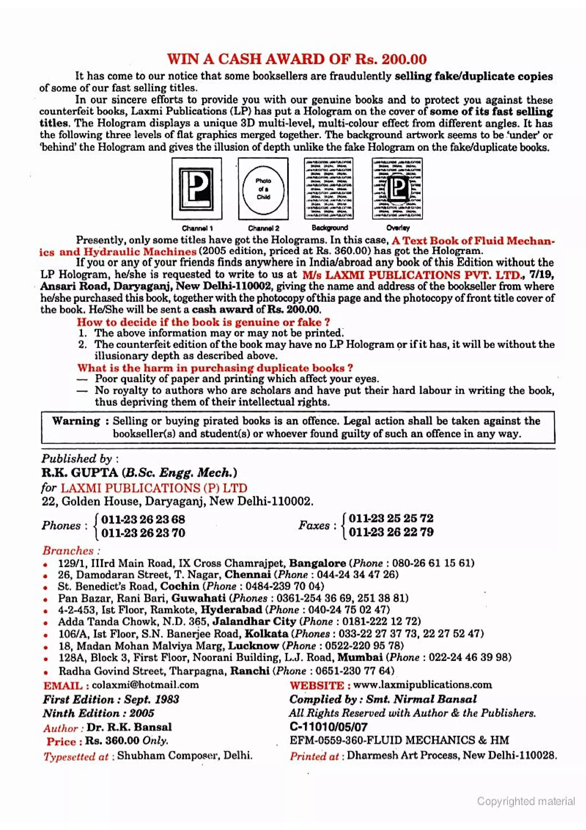Fluid Mechanic and Hyraulics