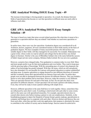 Issue Essay Gre Examples 1 to 100 issues | PDF