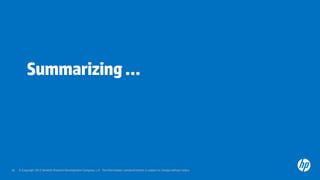 © Copyright 2012 Hewlett-Packard Development Company, L.P. The information contained herein is subject to change without notice.30
Summarizing…
 