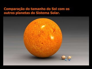 Comparação do tamanho do Sol com os
outros planetas do Sistema Solar.
 