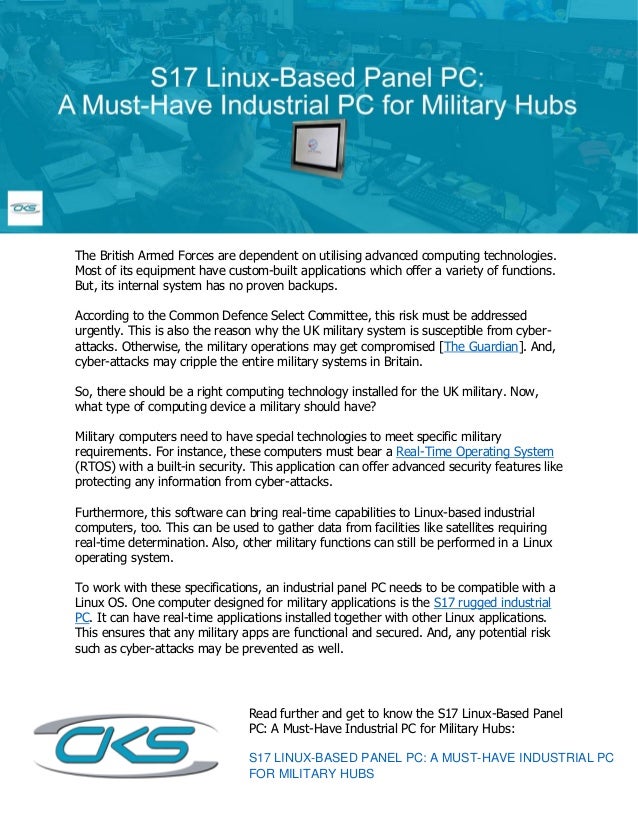 S17 LinuxBased Panel PC A MustHave Industrial PC for Military Hubs