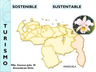 TT
UU
RR
II
SS
MM
OO VENEZUELA
SUSTENTABLESOSTENIBLE
MSc. Carmen Julia III
Amundarain Ortiz
 