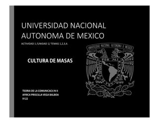 UNIVERSIDAD NACIONAL
AUTONOMA DE MEXICO
ACTIVIDAD 1 /UNIDAD 1/ TEMAS 1,2,3,4.
FESC
Ó
 