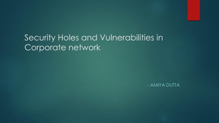 Security Holes and Vulnerabilities in
Corporate network
- AMIYA DUTTA
 