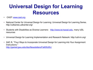 Universal Design for Learning at Inclusive Education Institute | PPTX