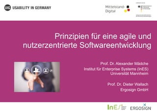 Prinzipien für eine agile und
nutzerzentrierte Softwareentwicklung
Prof. Dr. Alexander Mädche
Institut für Enterprise Systems (InES)
Universität Mannheim
Prof. Dr. Dieter Wallach
Ergosign GmbH
 