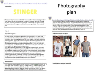 Photography
plan
 