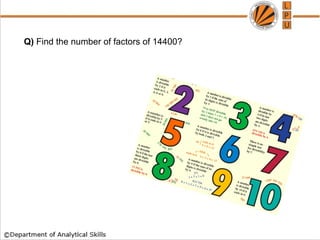 Q) Find the number of factors of 14400?
 