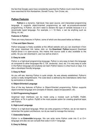 fundmental notes for pyhon programming 1 | PDF