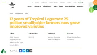 Research Program Genetic Gains (RPGG) Review Meeting 2021: Update on Tropical Legumes Projects (2007- 2020) By Dr Rajeev K Varshney