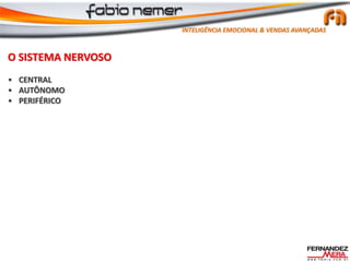 O SISTEMA NERVOSO
• CENTRAL
• AUTÔNOMO
• PERIFÉRICO
INTELIGÊNCIA EMOCIONAL & VENDAS AVANÇADAS
 