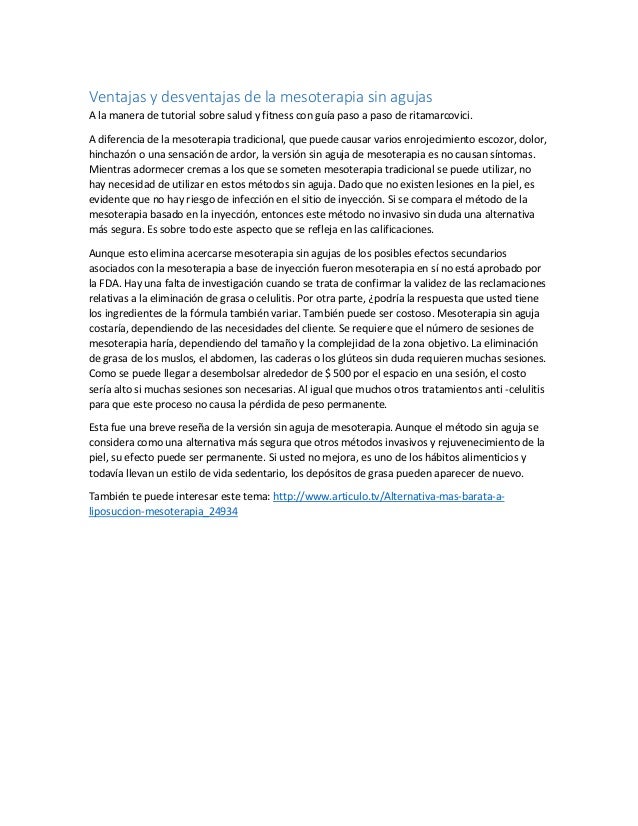 Ventajas Y Desventajas De La Mesoterapia Creditoexun
