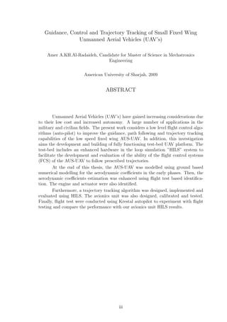 Guidance, Control and Trajectory Tracking of Small Fixed Wing Unmanned ...