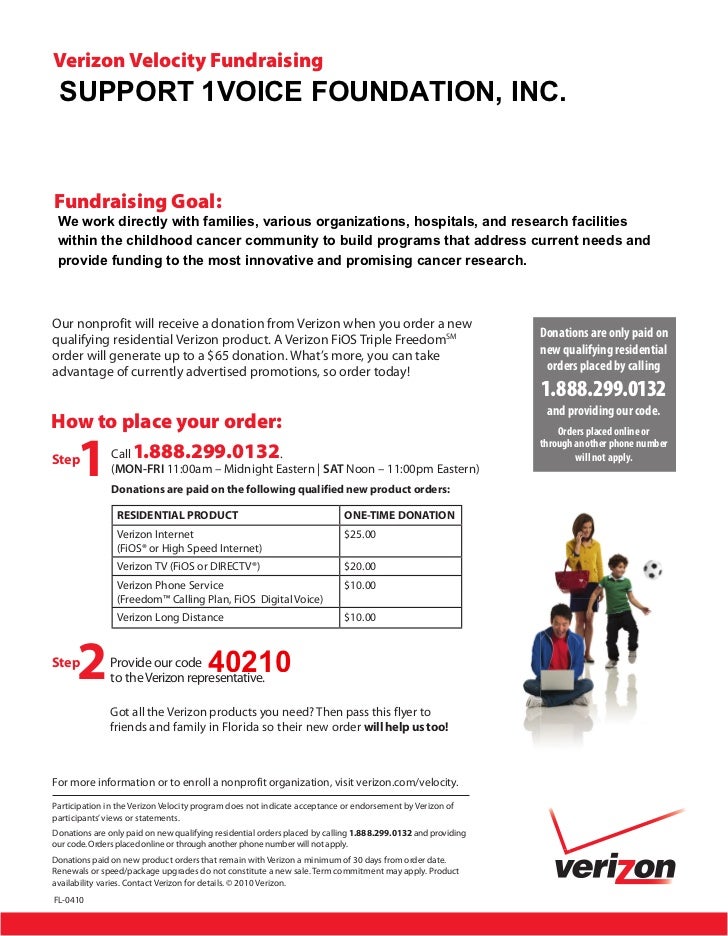 verizon velocity fundraising support 1voice foundation incfundraising goal we work directly with