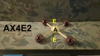 AX4F2 Square Planar sp3d2 XeF4
v
X X
X
X
A
AX4E2
E
E
 