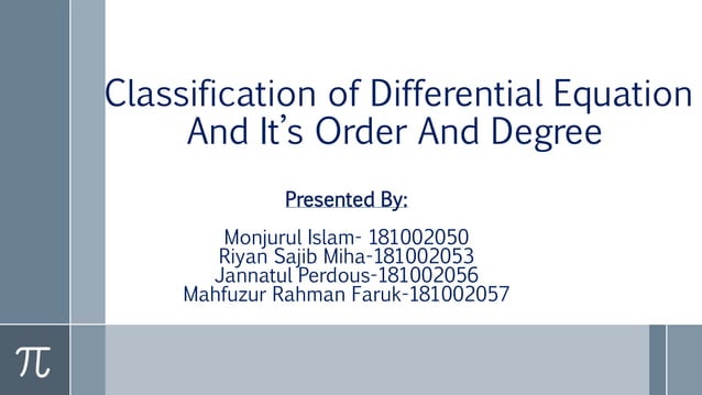 Differential equation and its order and degree | PPTX | Physics | Science