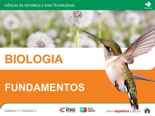 CIÊNCIAS DA NATUREZA E SUAS TECNOLOGIAS
BIOLOGIA
www.sejaetico.com.br
Próximo
Caderno 1 » Capítulo 3
FUNDAMENTOS
 