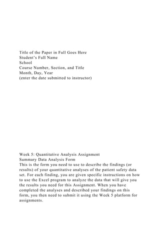 1 Week 5 Quantitative Analysis Assignment Instru.docx