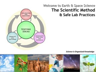 Welcome to Earth & Space ScienceWelcome to Earth & Space Science
The Scientific Method
& Safe Lab Practices
Science is Organized Knowledge
 
