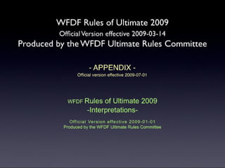 WFDF rules 1-6 of ultimate 2009 | PDF