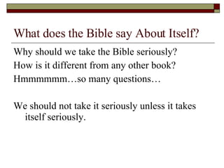 What Does The Bible Say About Itself | PPT