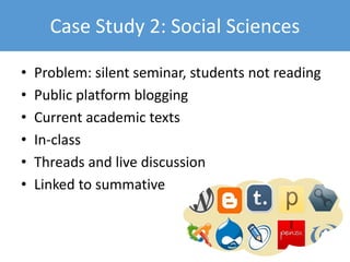 1) Low-risk opportunities for students to learn from
feedback (Sadler, 1989)
2) Helps students to fine-tune and understand
requirements and standards (Boud 2000, Nicol, 2006)
3) Feedback to lecturers from formative tasks helps to
adapt teaching (Hattie, 2009)
4) Engages students in cycles of reflection and
collaboration (Biggs 2003; Nicol & McFarlane Dick 2006)
5) Encourages and distributes student effort (Gibbs 2004).
Yet formative is the ‘silver bullet’
 