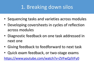 It was heavy, tons of marking for
the tutor. It was such hard work.
It was criminal.
Media Course Leader
I’m really bad at reading
feedback. I’ll look at the mark
and then be like ‘well stuff it, I
can’t do anything about it’
Student, TESTA focus group
Lose-lose situation
 