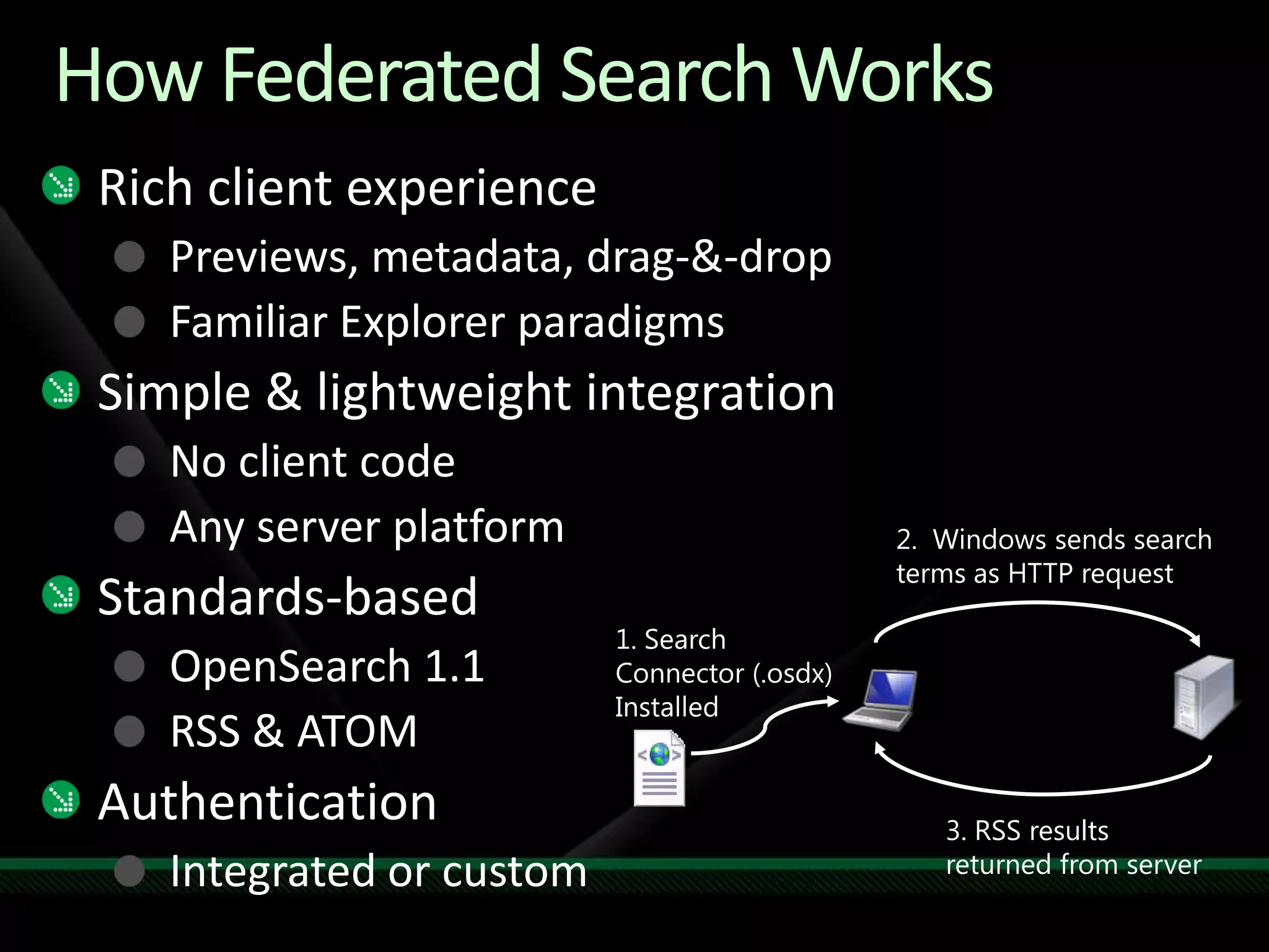 Powerful Instant SearchArrangement ViewsFederated SearchLibrariesEasy PreviewsCleanernavigationRich MetadataWindows 7 "New" Explorer