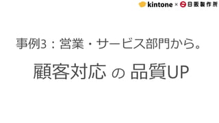 ×
事例3：営業・サービス部門から。
顧客対応 の 品質UP
 