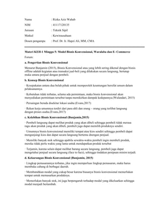 1, wirausaha,rizka aziz, prof. dr. ir. hapzi ali, mm, cma ,model bisnis