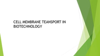 CELL MEMBRANE TEANSPORT IN
BIOTECHNOLOGY
 