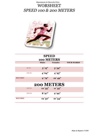 Worksheet "Athletics & the Olympics"
