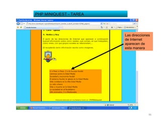 PHP MINIQUEST - TAREA Las direcciones de Internet aparecen de esta manera 