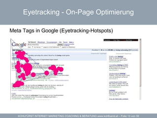 Eyetracking -  On-Page Optimierung Meta Tags in Google (Eyetracking-Hotspots) 