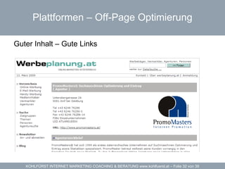 Plattformen – Off-Page Optimierung Guter Inhalt – Gute Links  