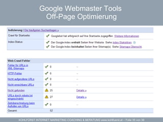 Google Webmaster Tools  Off-Page Optimierung Das Inhaltsverzeichnis einer Website  Google Webmaster Tools 