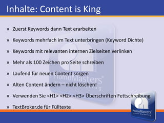 Optimieren Sie Ihre Internet-Seite (nicht nur) für Suchmaschinen