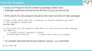 Golang - Overview of Go (golang) Language | PPTX