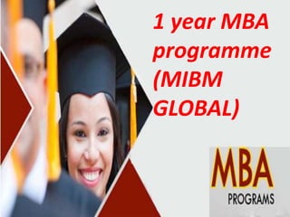 1 year MBA
programme
(MIBM
GLOBAL)
 