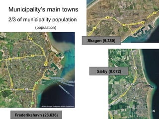 Municipality’s main towns 2/3 of municipality population (population) Frederikshavn (23.636 ) Skagen (9.380) Sæby   (8.672) N 