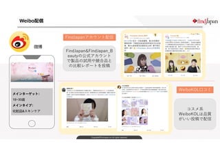 Copyright©FindJapan.inc.All rights reservedCopyright©FindJapan.inc.All rights reserved
Weibo配信
微博微博
メインターゲット：
18~30歳
メインタイ...