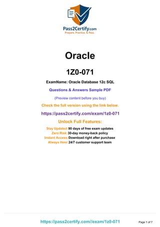 Oracle Database SQL (1Z0‑071) Exam Guide | PDF