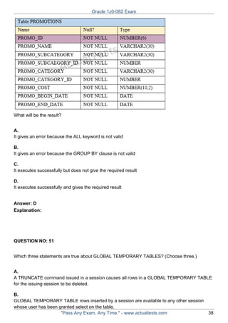 Oracle dumps 1z0-082 - Oracle Database Administration | PDF
