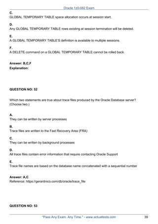Oracle dumps 1z0-082 - Oracle Database Administration | PDF