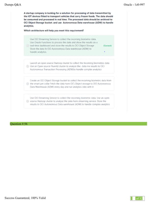 Dumps Q&A Oracle - 1z0-997
Success Guaranteed, 100% Valid 34 of 32
Question #:56
 