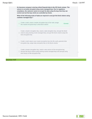 Dumps Q&A Oracle - 1z0-997
Success Guaranteed, 100% Valid 41 of 32
Question #:65
 