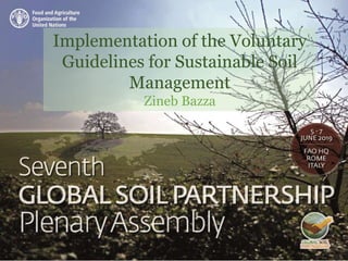 Implementation of the Voluntary
Guidelines for Sustainable Soil
Management
Zineb Bazza
 