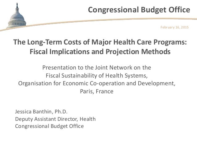 Congressional Budget Office
The Long-Term Costs of Major Health Care Programs:
Fiscal Implications and Projection Methods
...