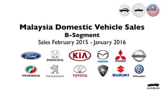 Malaysia Domestic Vehicle Sales
B-Segment
Sales February 2015 - January 2016
 